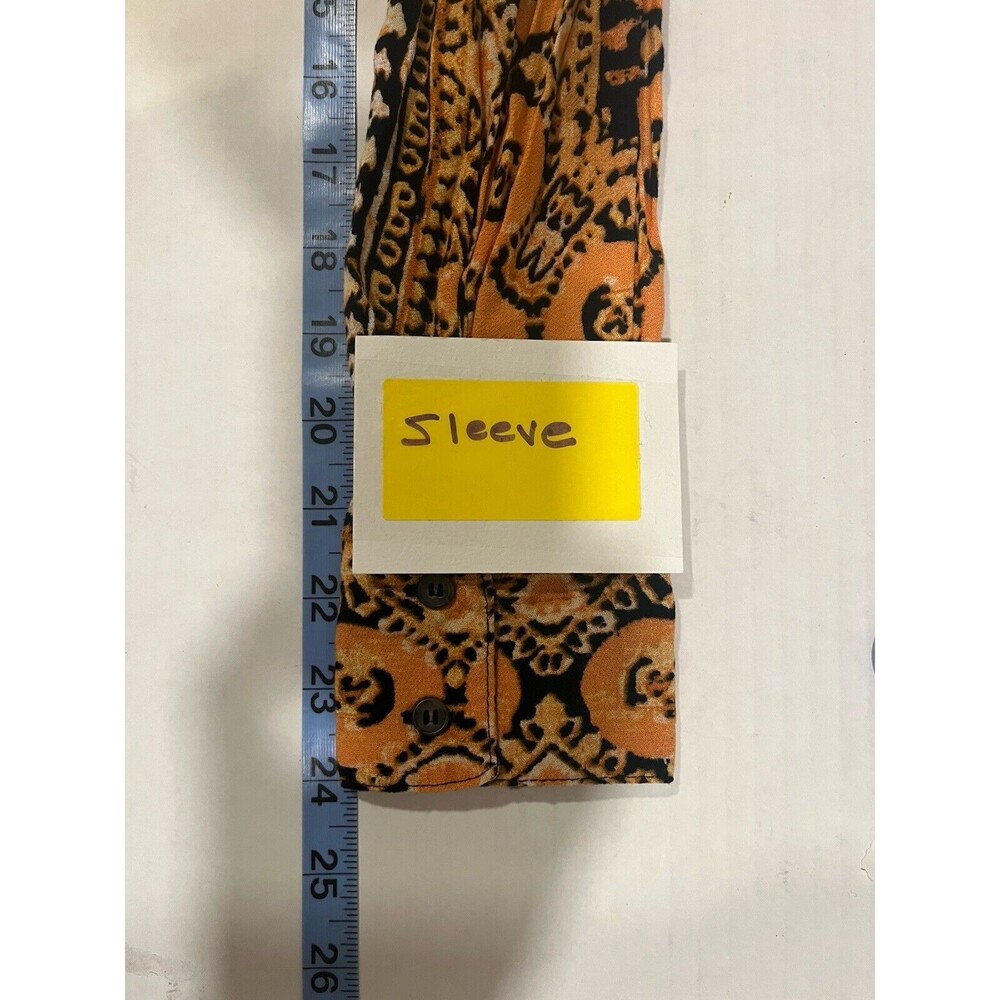 Free People Golden Yellow Orange Boho Paisley V-neck Crop Top Blouse X-Small - Picture 11 of 13